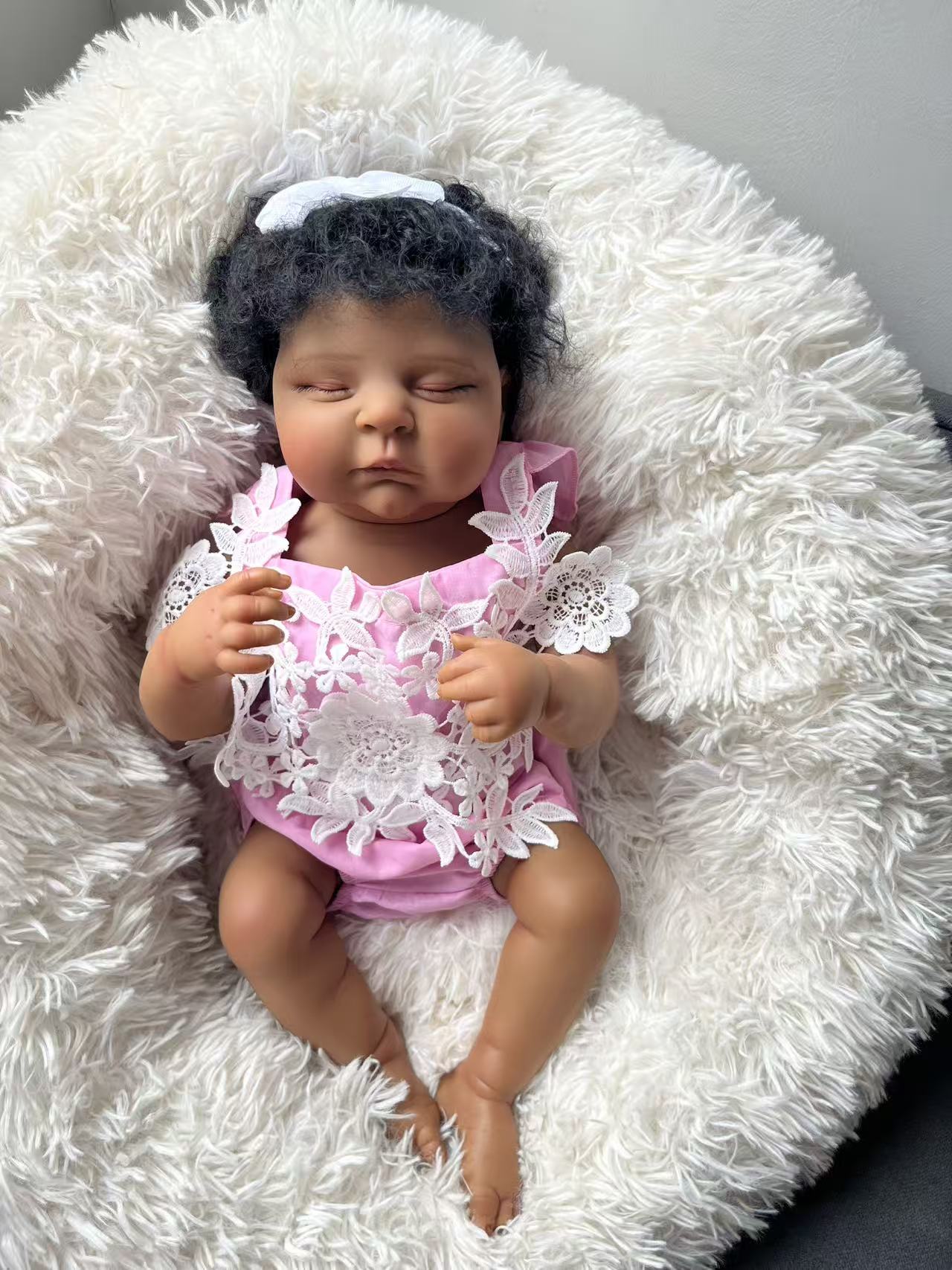 Baby Products For Curly Hair - 48CM Yeniden Doğmuş Şeftali Silikon Bebek,